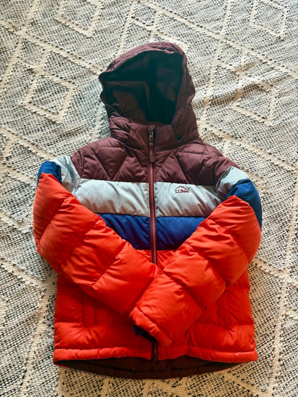 Kids Colorblock Puffer Jacket - Orange/Blue/Burgundy/Grey